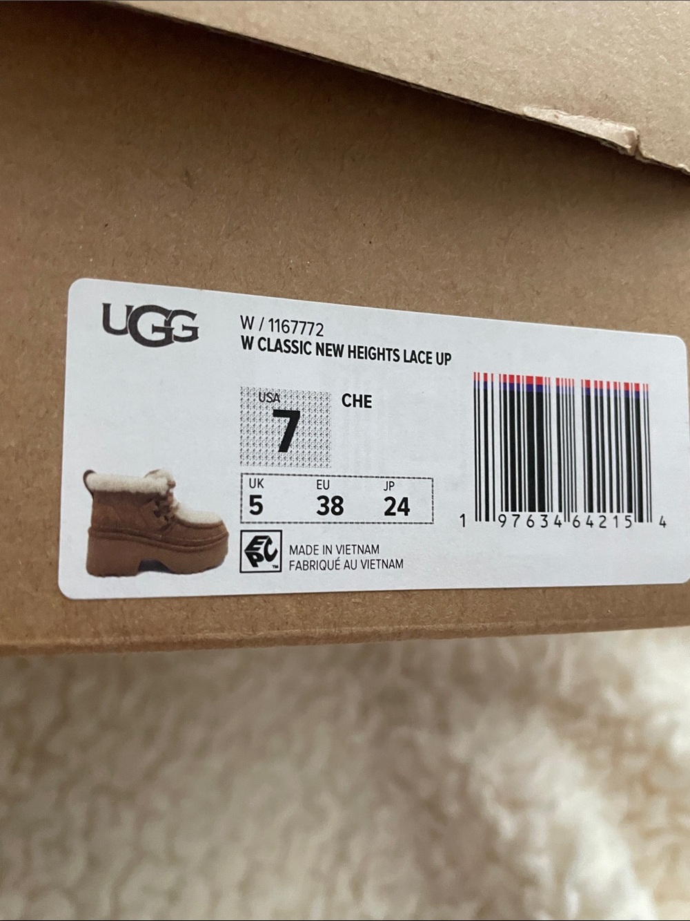 UGG Brown Suede Platform Ankle Boots with Cream Sherpa - Picture 4 of 4